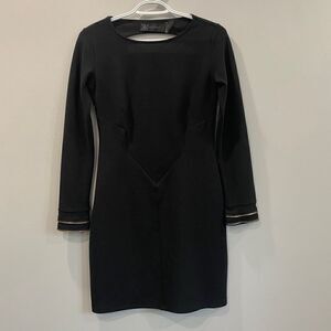 Kardashian Kollection Black Zipped Cuffs Long Sleeves Mini Dress